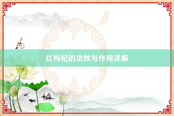 红枸杞的功效与作用详解
